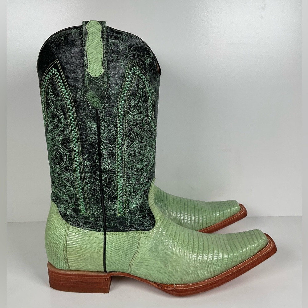 Los Altos Teju Lizard Cowboy Boots | Lime Green | Men’s 10.5 EE - Picture 15 of 16